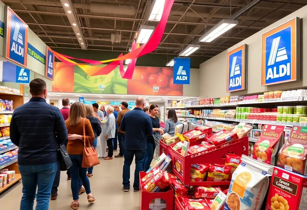 Crowd enjoying the grand opening of ALDI in Las Vegas