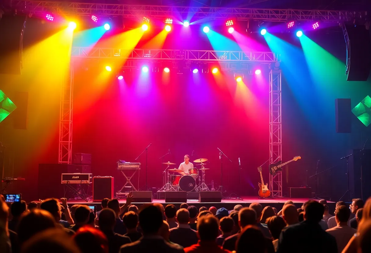 Colorful Las Vegas concert stage for The B-52's residency.