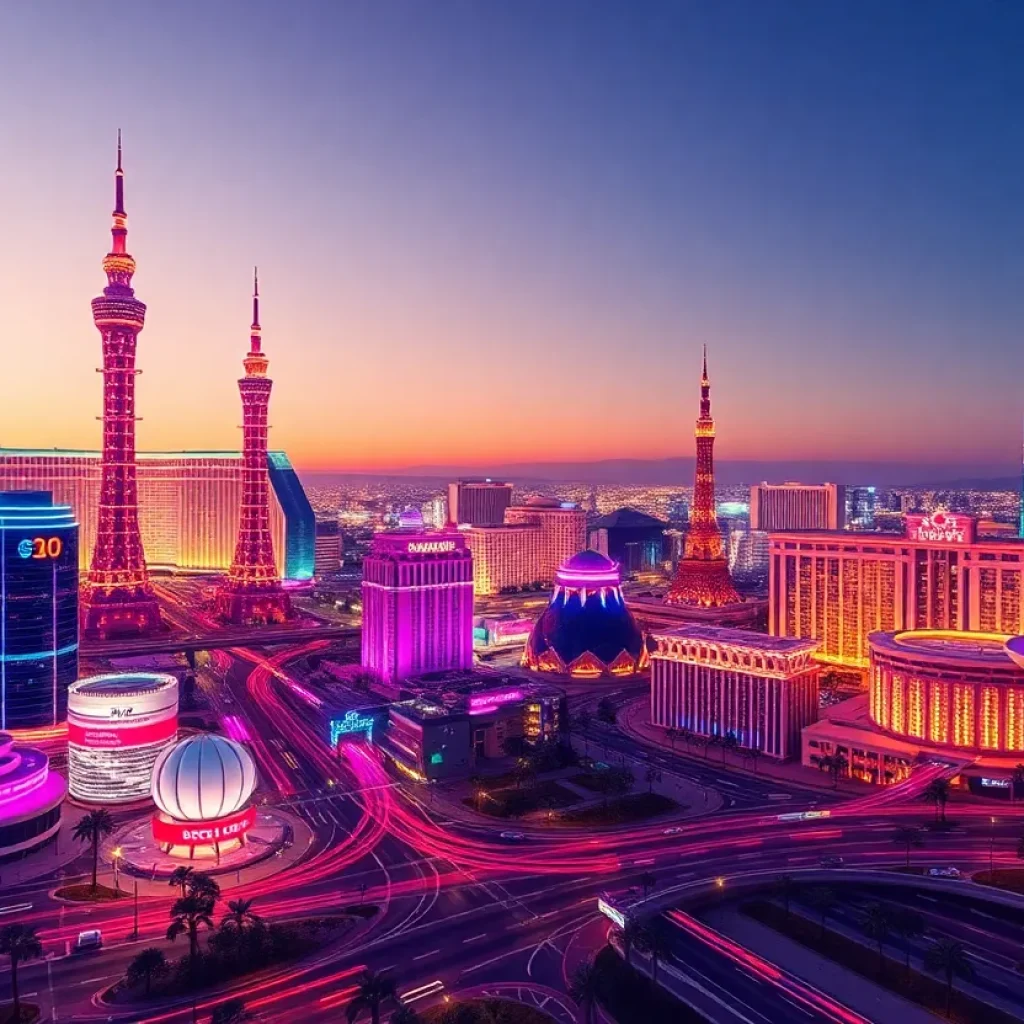 Futuristic energy infrastructure in Las Vegas powered by AI technology.