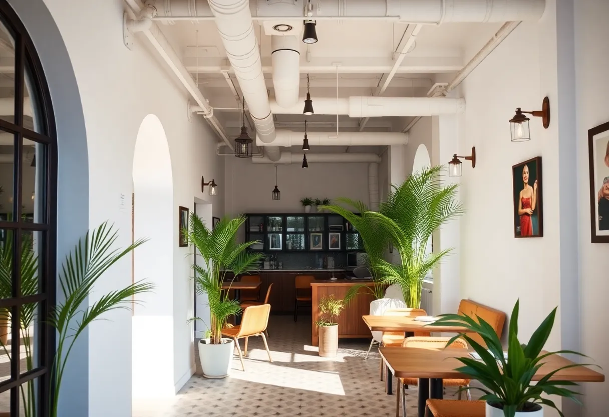Cozy ambiance of Cafe Landwer with elegant decor and tiled floors