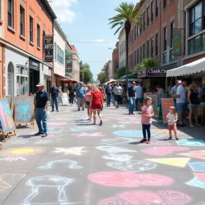 Local artists showcasing chalk art at the Chalk It Down! Festival