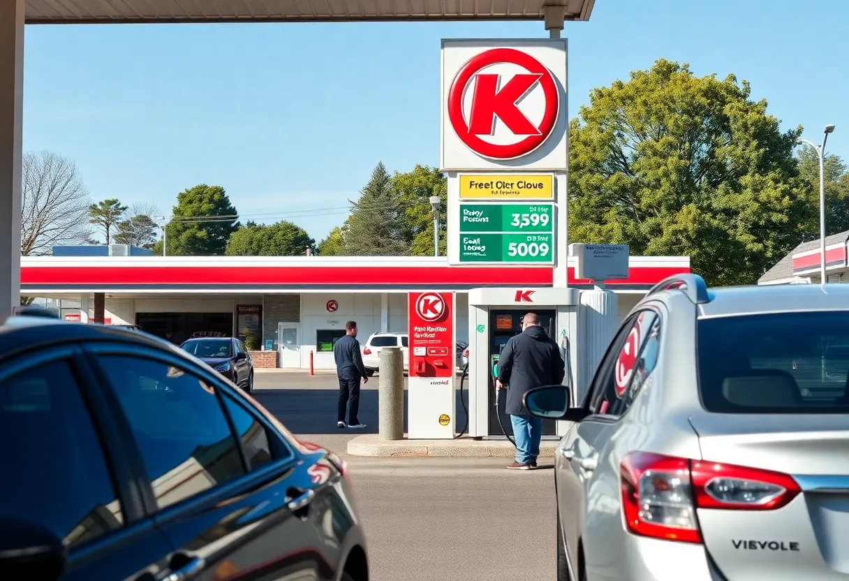 Gas station at Circle K promoting fuel discounts.