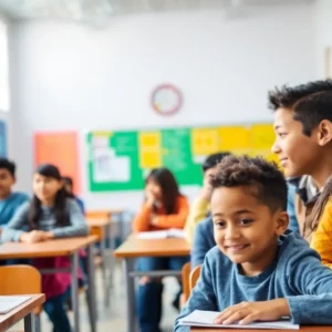 Diverse students in a lively classroom representing educational equity.