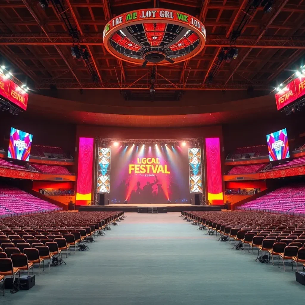 An empty concert arena in Las Vegas for the canceled Giddy Up Music Festival