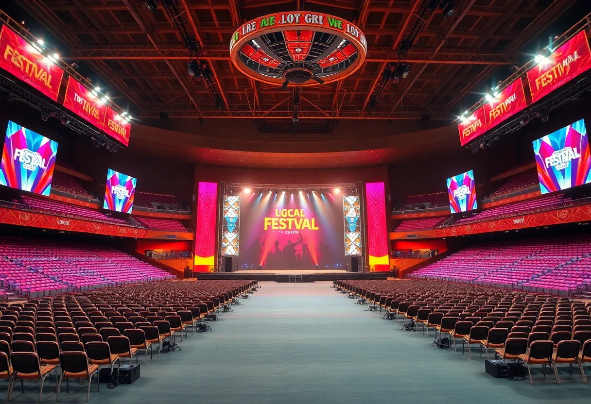 An empty concert arena in Las Vegas for the canceled Giddy Up Music Festival