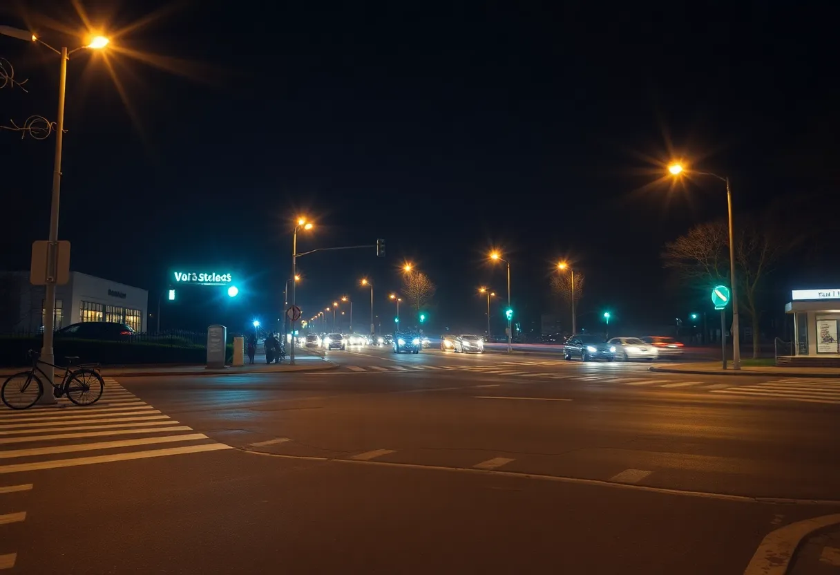 Scene of a late-night bicycle accident in Las Vegas
