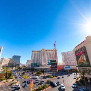 Cityscape of Las Vegas under bright sun during summer