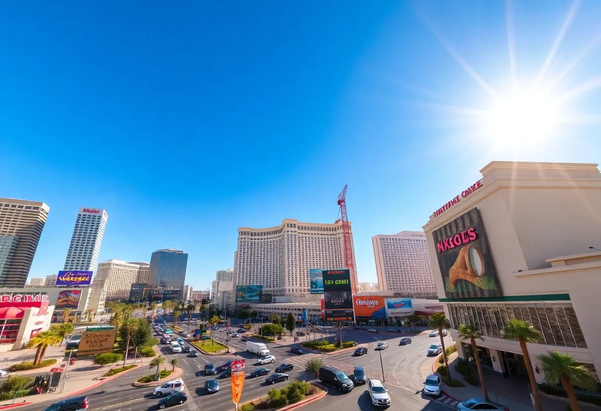 Cityscape of Las Vegas under bright sun during summer