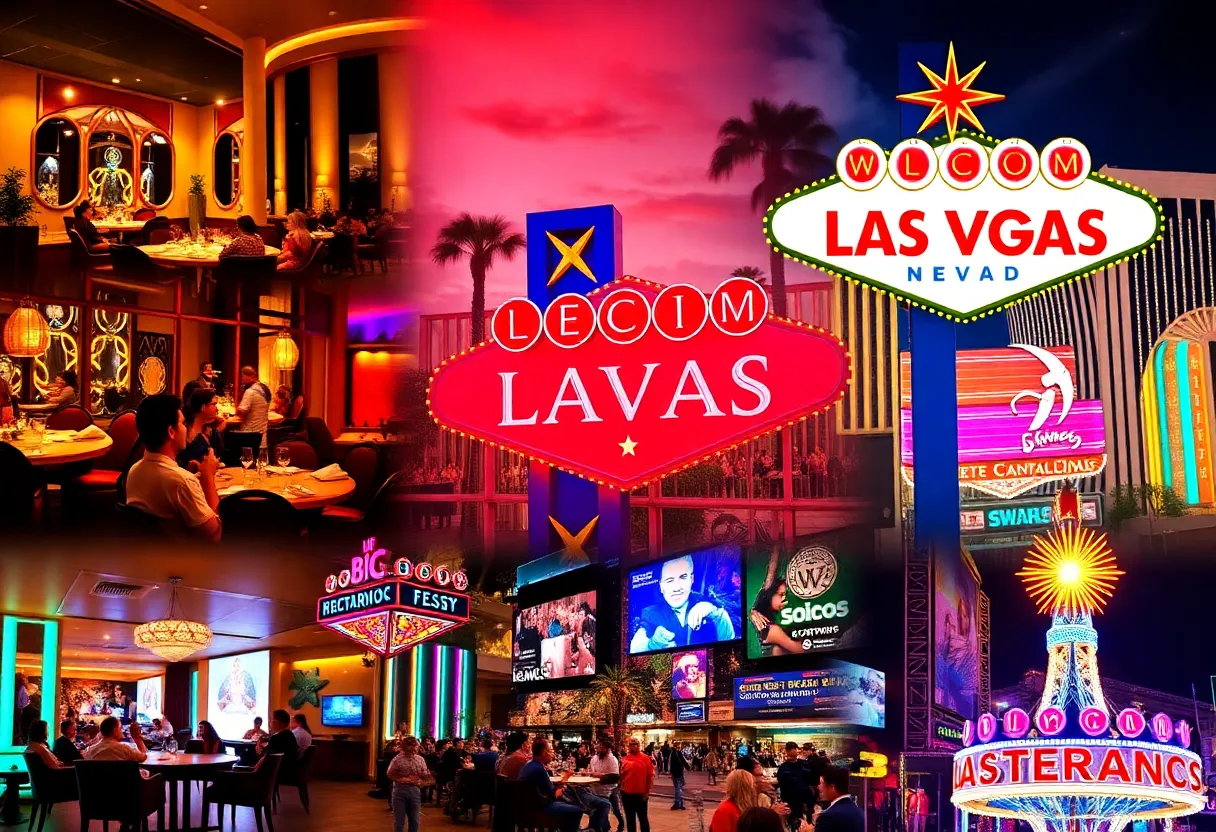 Collage of Las Vegas dining and entertainment experiences