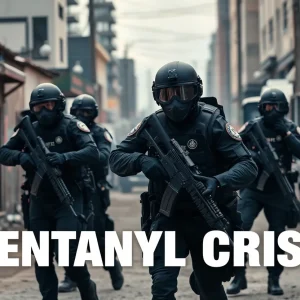 Law enforcement agents conducting a drug raid in Las Vegas.