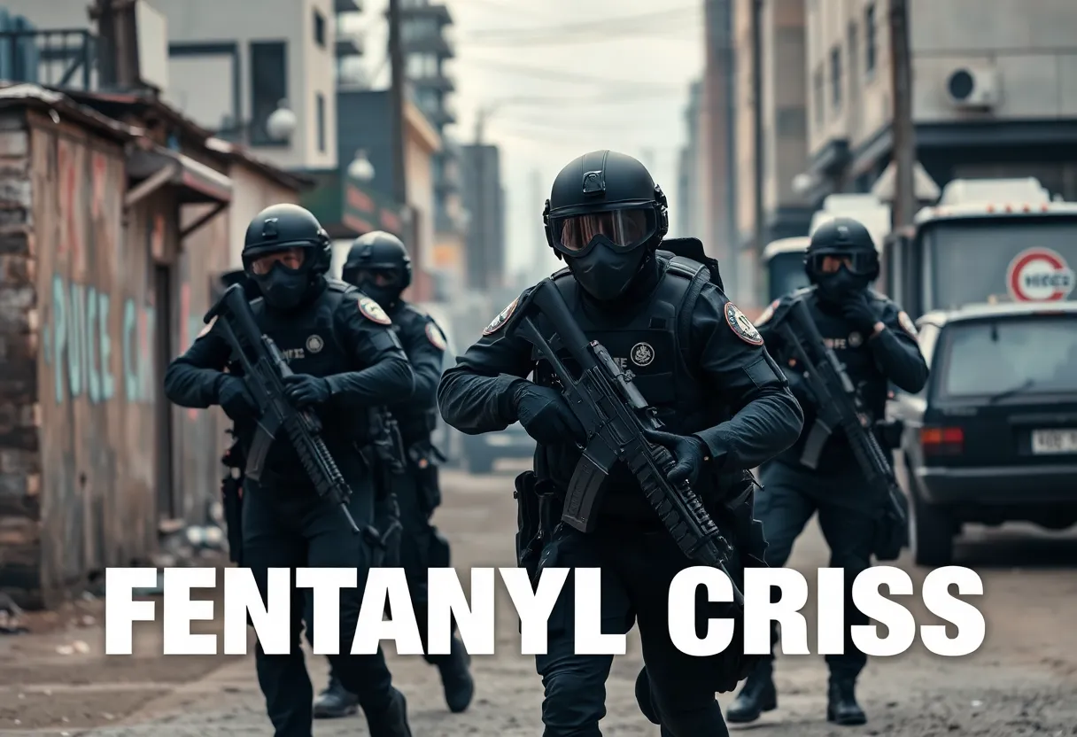 Law enforcement agents conducting a drug raid in Las Vegas.