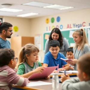 Students and teachers engaging in a lively classroom setting in Las Vegas.