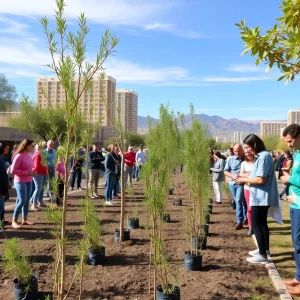 Community members receiving free trees in Las Vegas