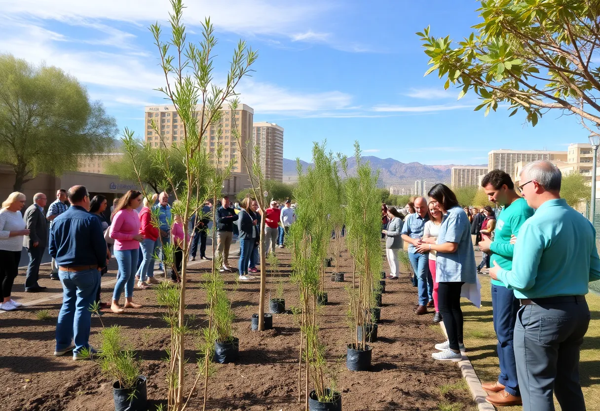 Community members receiving free trees in Las Vegas