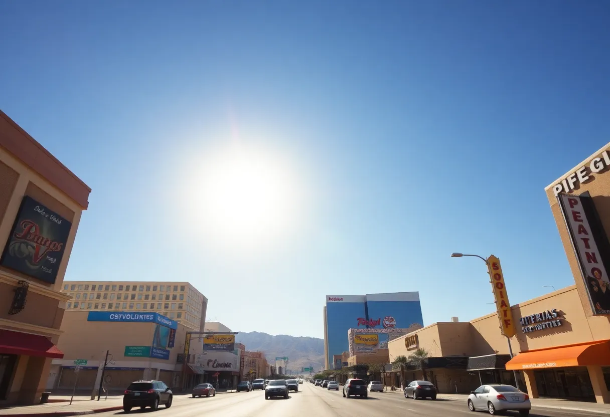Desert landscape of Las Vegas during a heat wave