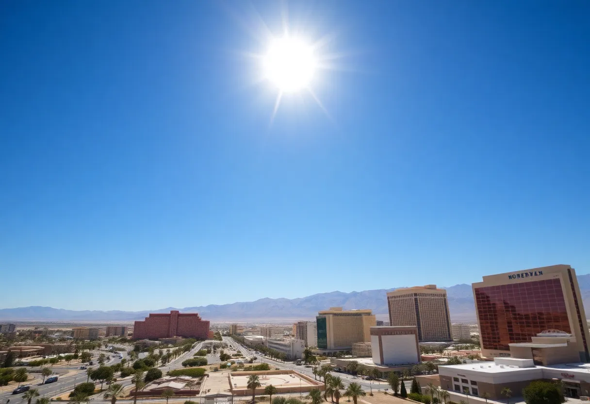 Las Vegas skyline during a heatwave
