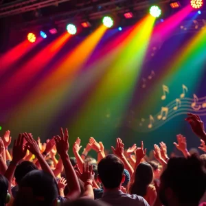 An enthusiastic audience enjoying a live music performance in Las Vegas.
