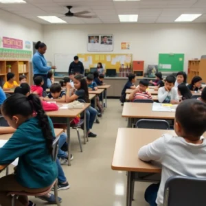 Students in a classroom discussing safety concerns