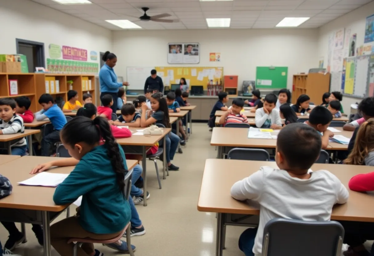 Students in a classroom discussing safety concerns