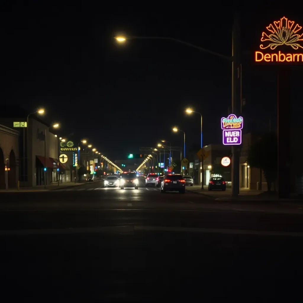 Night view of Las Vegas street intersection