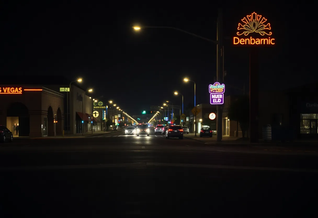 Night view of Las Vegas street intersection