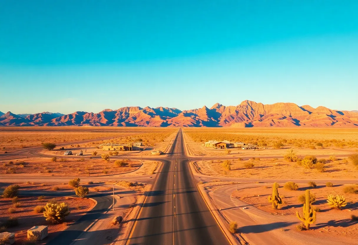 Vibrant desert landscape of Las Vegas showing rising heat waves.