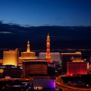 Dimmed skyline of Las Vegas at night