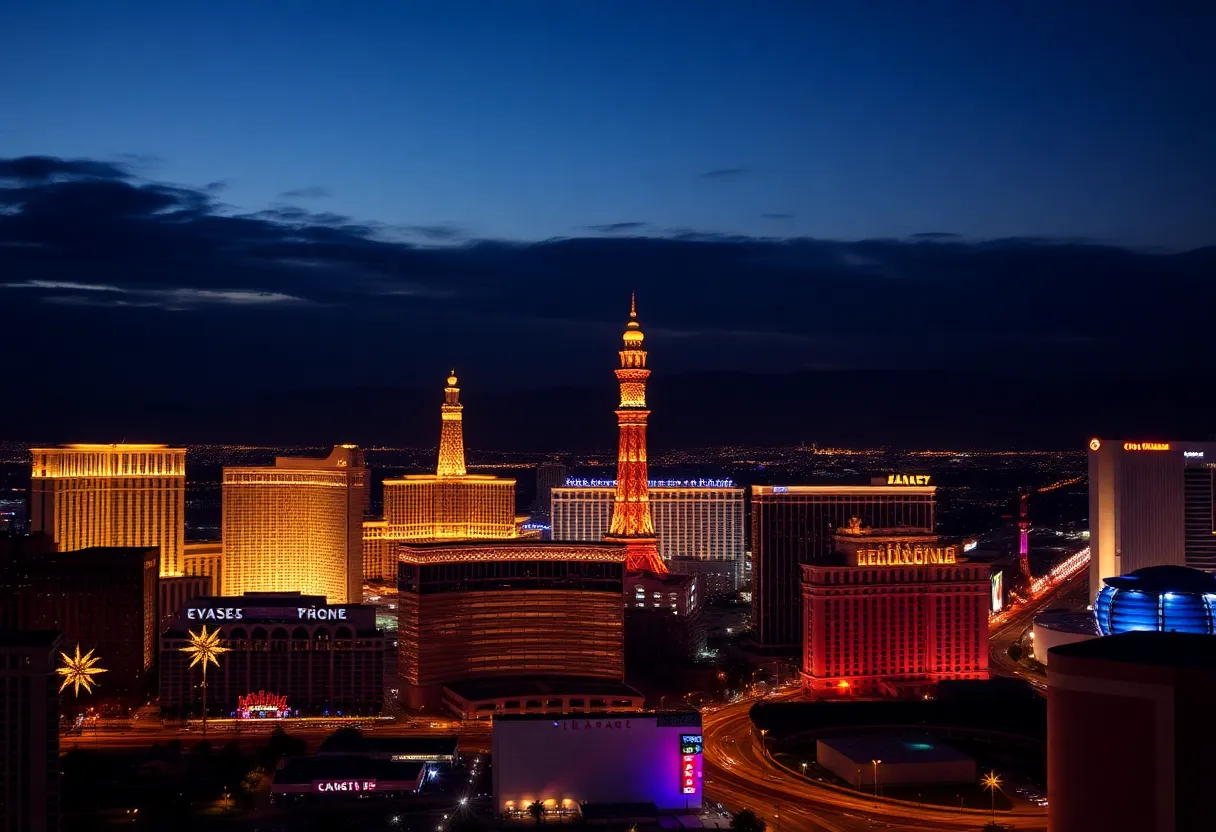 Dimmed skyline of Las Vegas at night