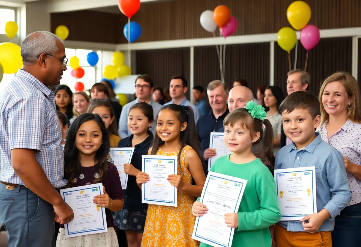 Students celebrating achievements at a Las Vegas event