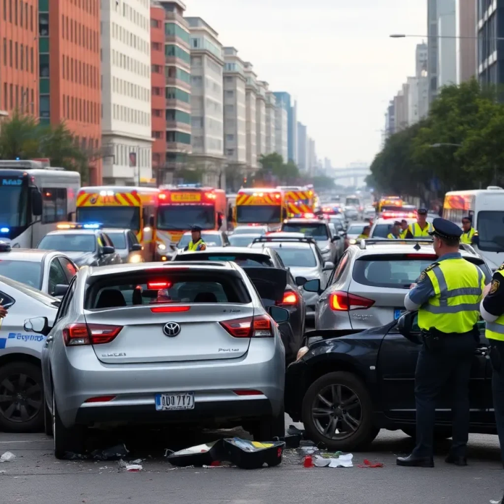 Emergency response at accident scene in Las Vegas