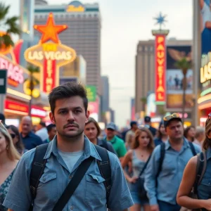 Tourists expressing mixed feelings on the Las Vegas Strip