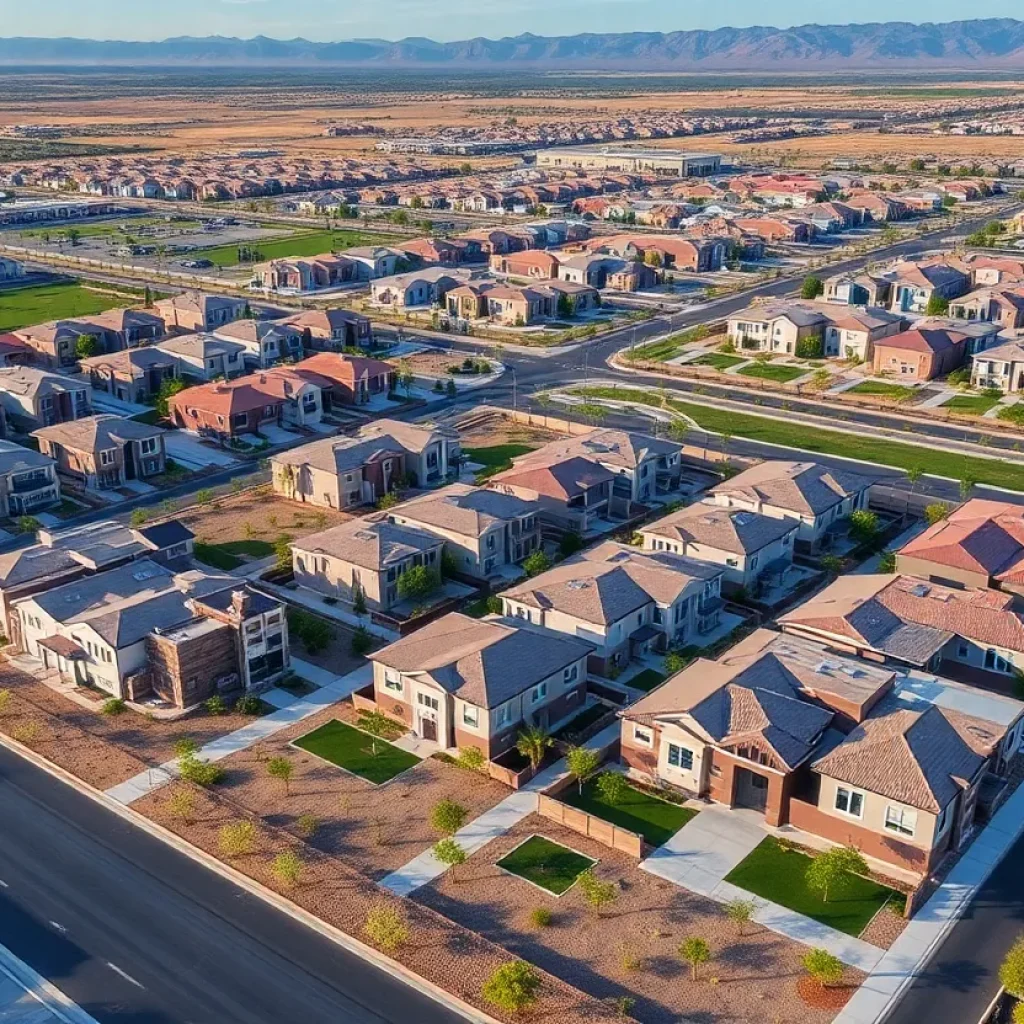 Aerial view of new homes in Villages at Tule Springs, North Las Vegas