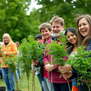 Residents of North Las Vegas participating in a free tree giveaway event.