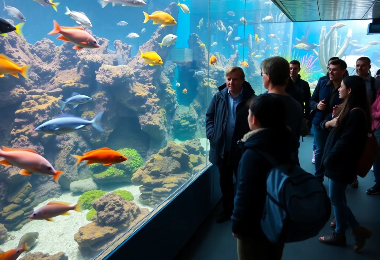 Aquarium scene at SeaQuest Las Vegas with visitors observing