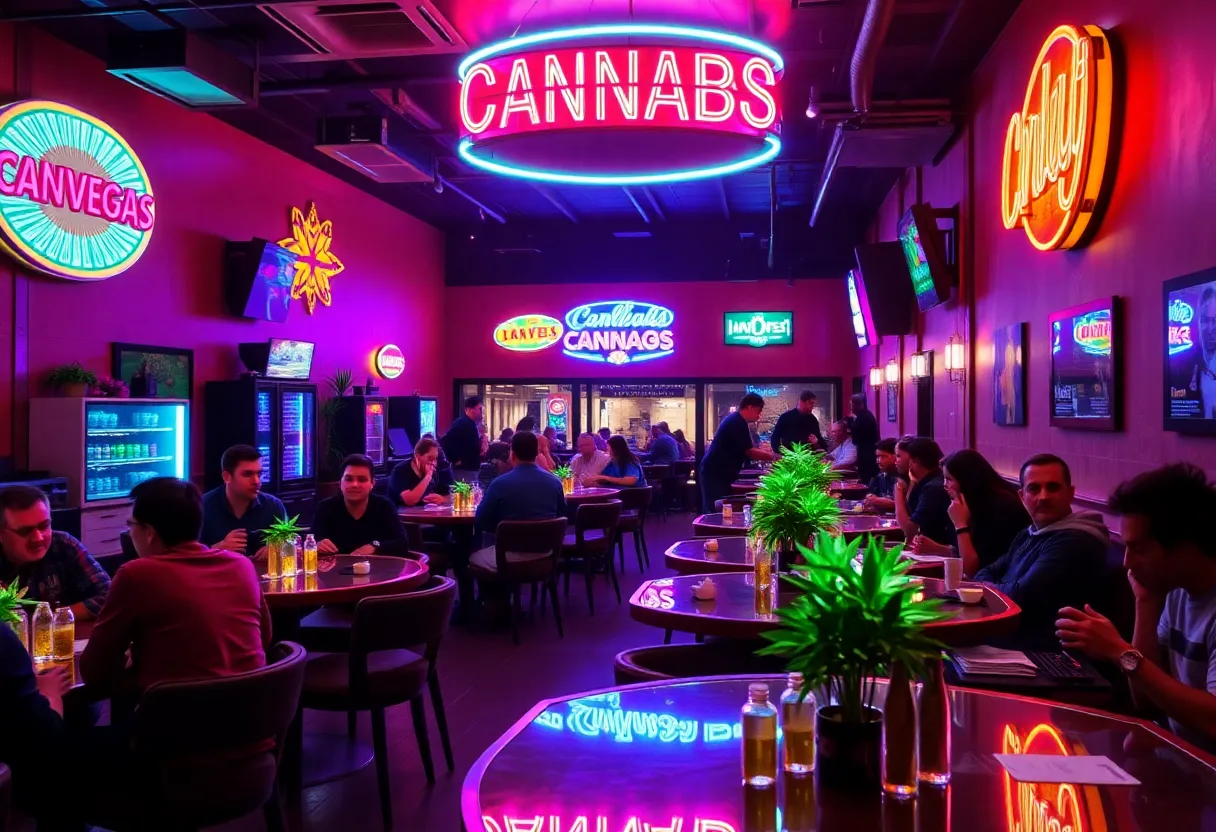 Interior of a cannabis lounge in Las Vegas