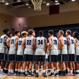 UNLV basketball team practicing together on the court