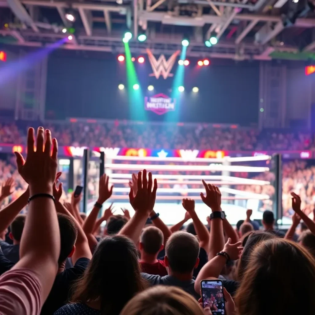 Crowd cheering at WrestleMania 41 in Las Vegas