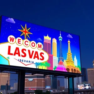Billboard showcasing young artist's artwork in Las Vegas
