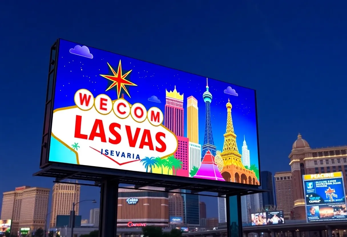 Billboard showcasing young artist's artwork in Las Vegas