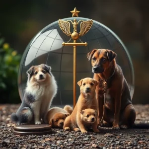 Symbolic representation of animal protection and advocacy against cruelty.