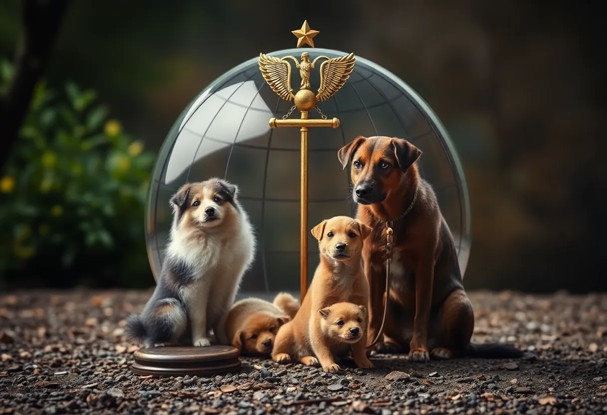 Symbolic representation of animal protection and advocacy against cruelty.