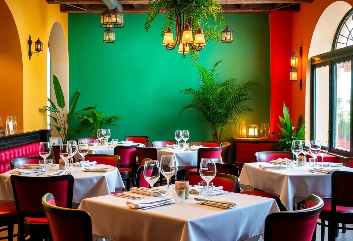 Elegant dining area of the Cathedrale restaurant in Las Vegas