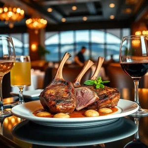 Gourmet Colorado lamb chops served in an elegant dining setting
