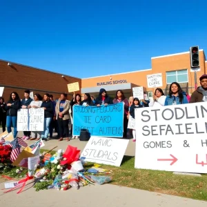 Community members rally outside high school for student safety