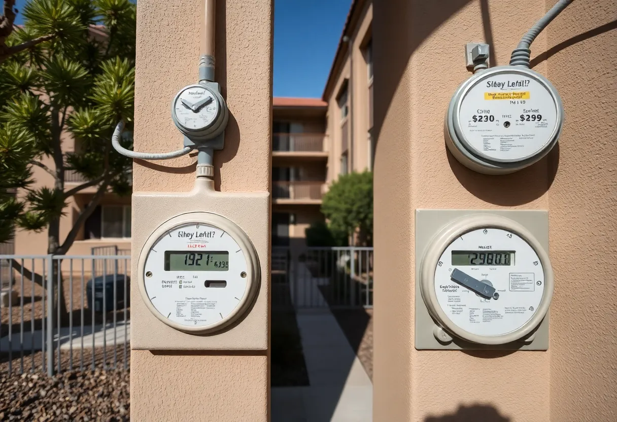 An image depicting electric meters at a residential complex in Las Vegas.