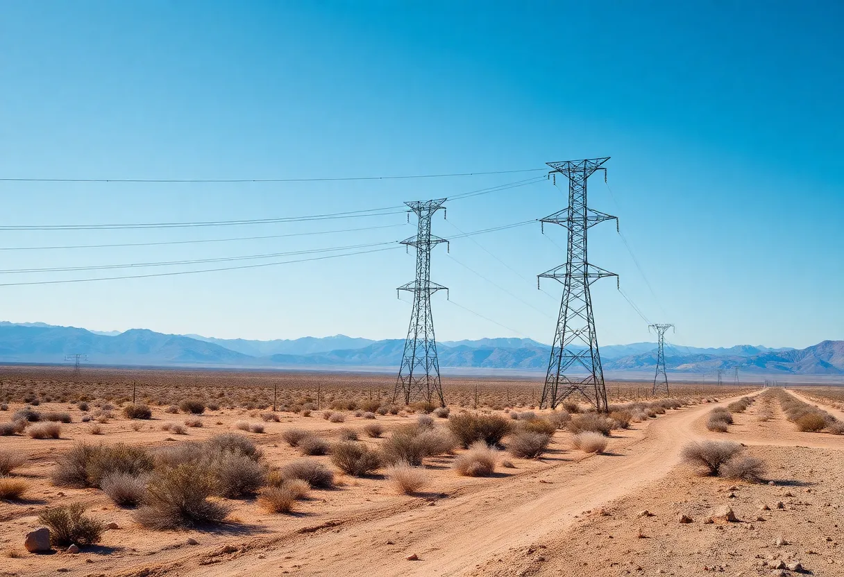 High-voltage transmission line crossing the Nevada desert
