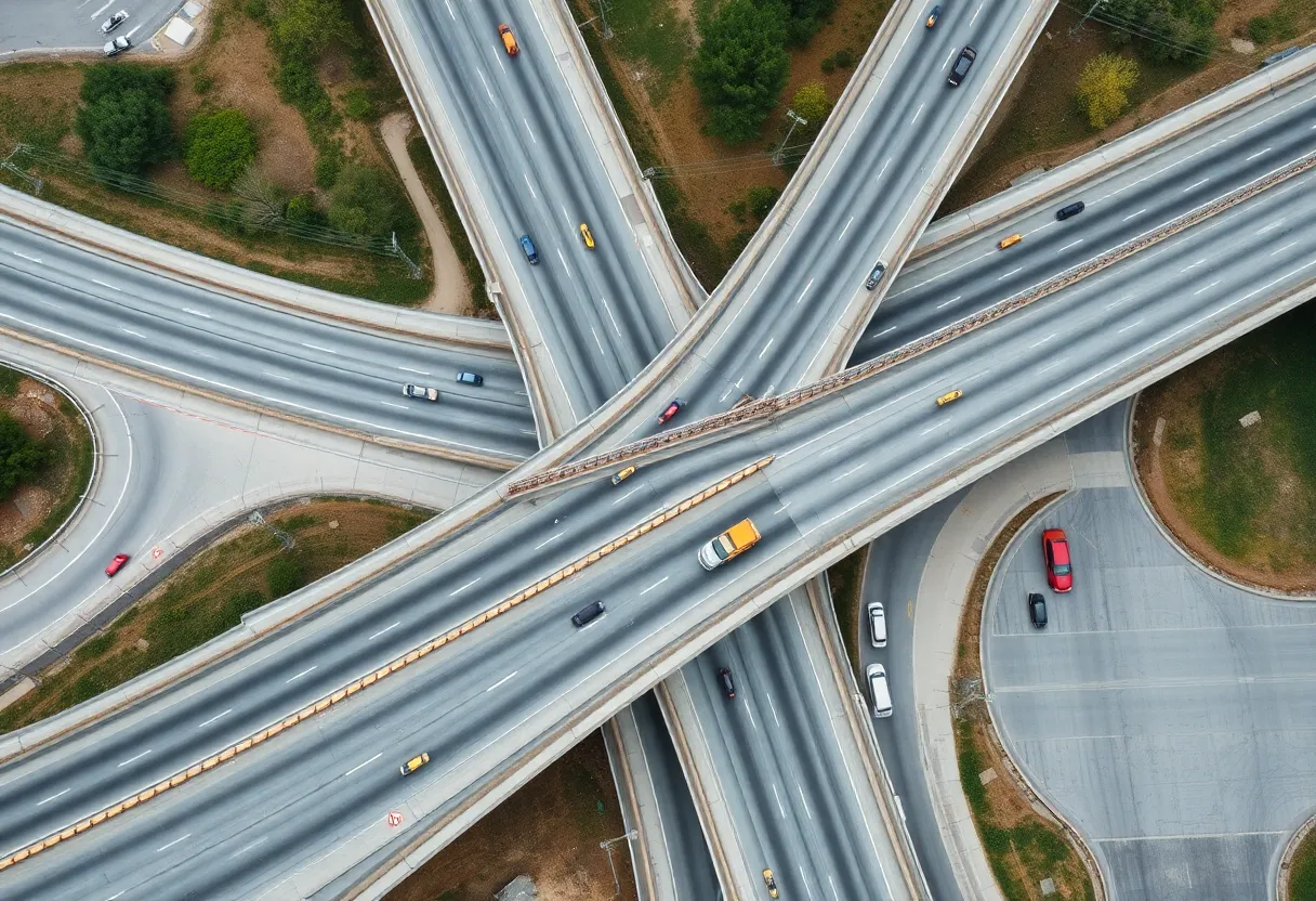 Construction work on the Tropicana Interchange at I-15