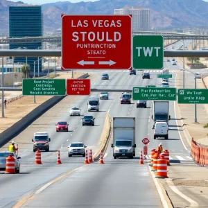Construction on I-15 Tropicana project in Las Vegas