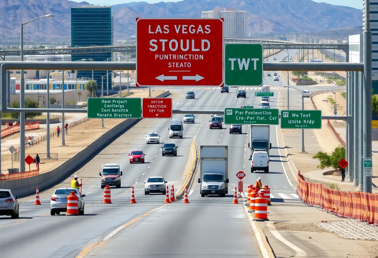 Construction on I-15 Tropicana project in Las Vegas