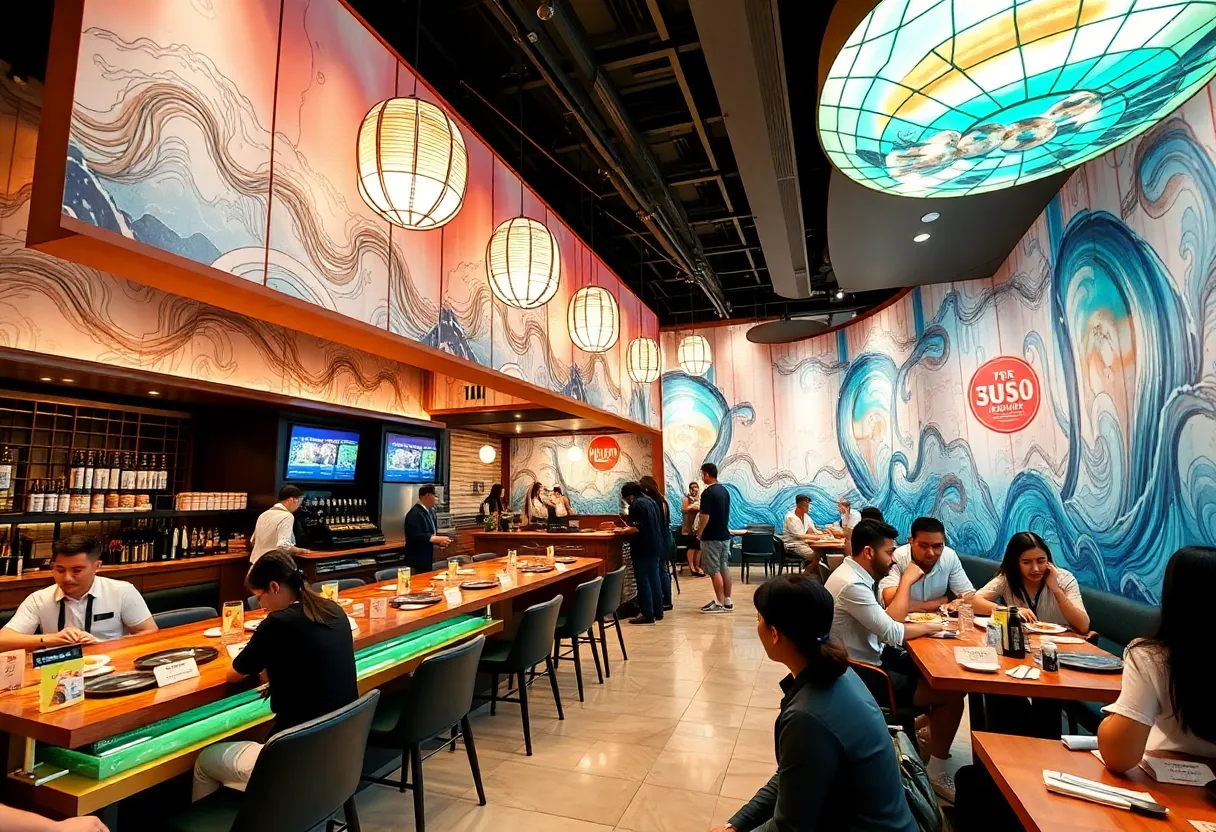 Interior of Kaia Handroll with sushi handrolls on display